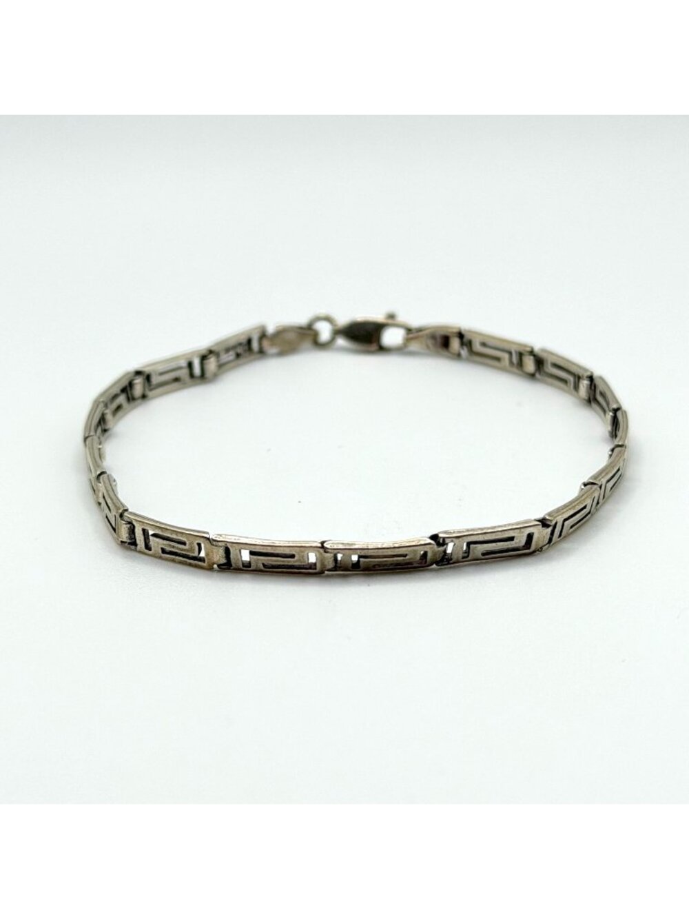 Silver Greek Key Design Bracelet Lobster Clasp